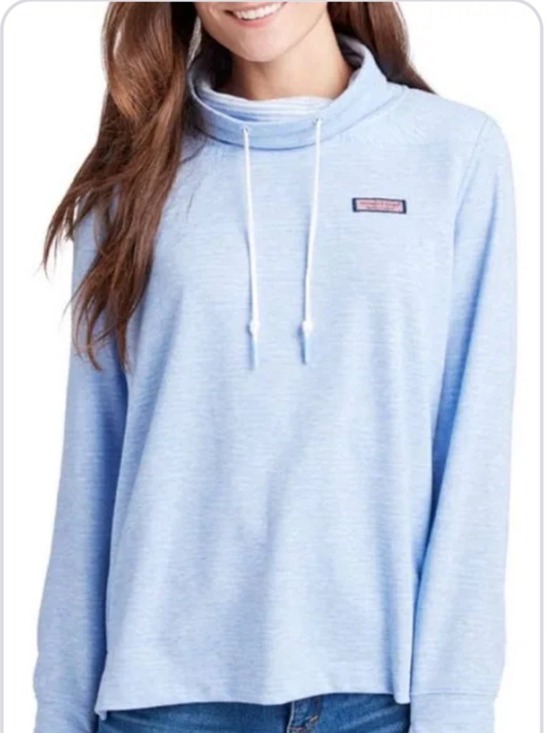 Vineyard Vines Tops - Vineyard Vines Heathered Sky Blue Cowl-Neck Pullover size XS
